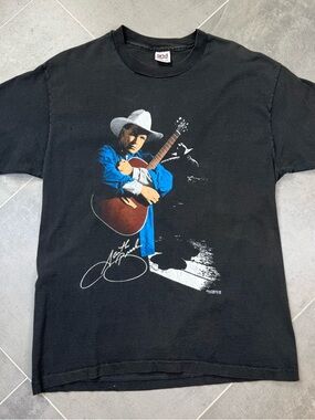 Vintage 90s Garth Brooks Tour T Shirt 1992 Blue Rose USA Made XL